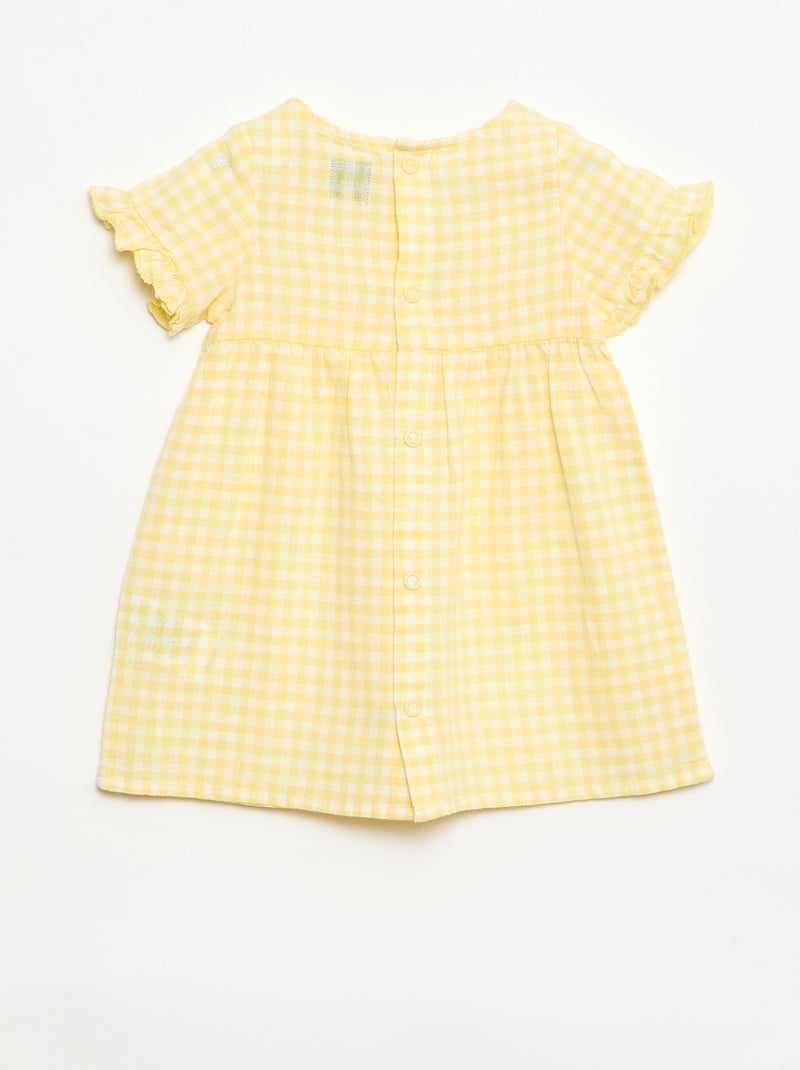 Vestido ligero con mangas cortas con volantes Amarillo - Kiabi