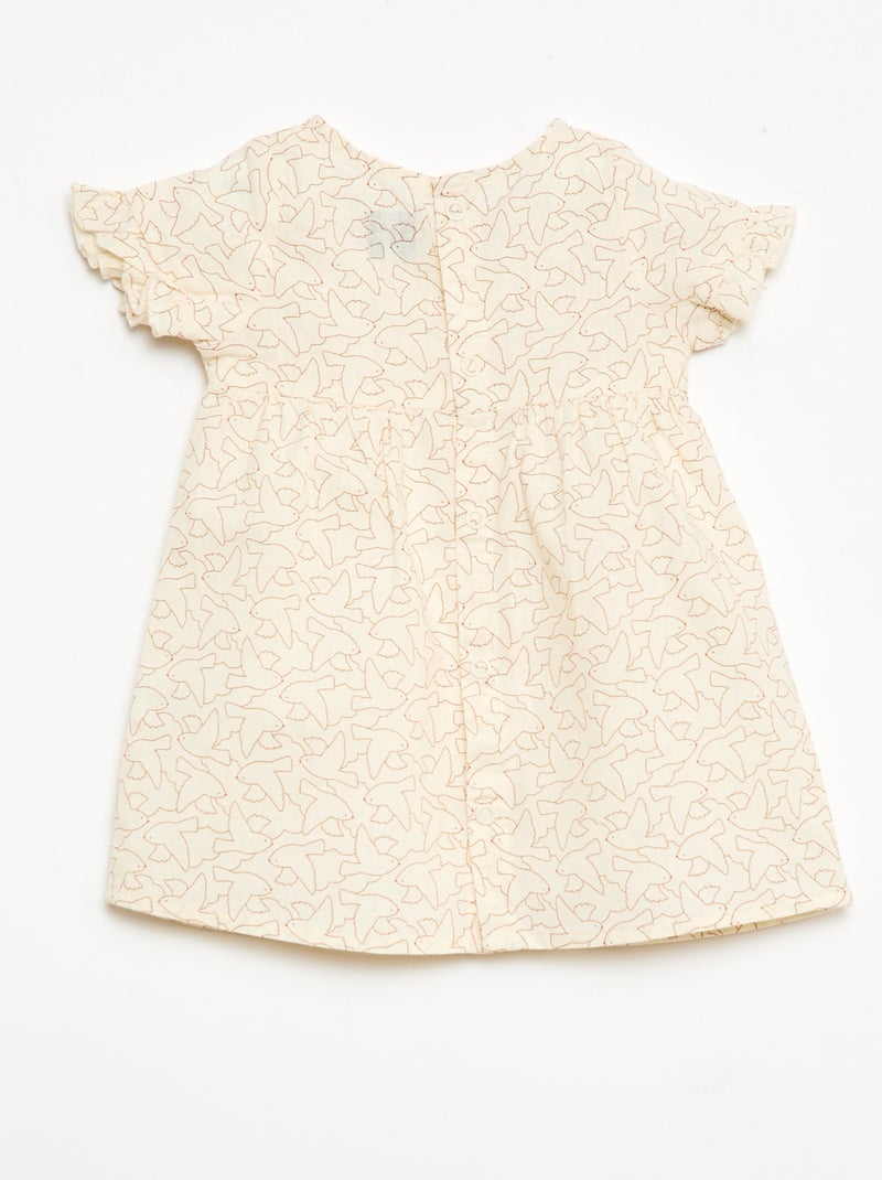 Vestido ligero con mangas cortas con volantes Blanco - Kiabi