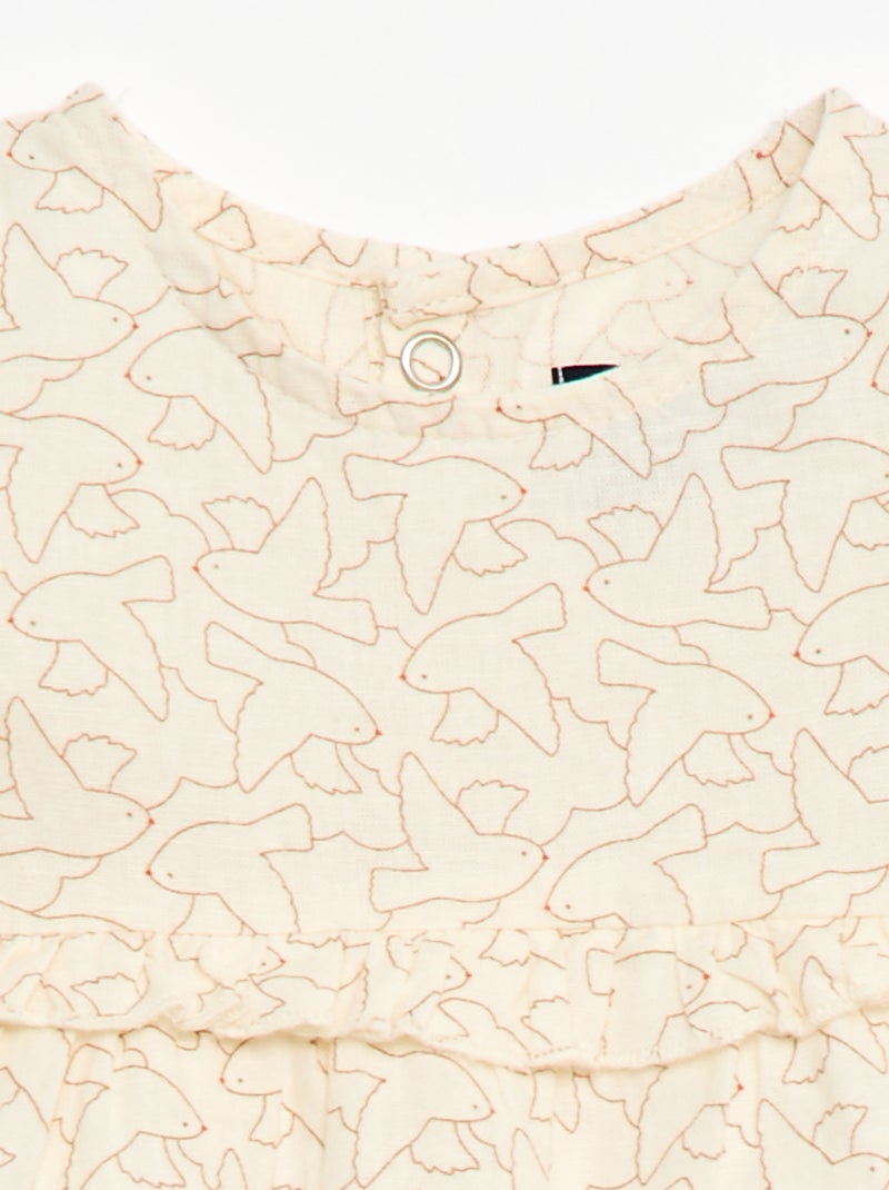 Vestido ligero con mangas cortas con volantes Blanco - Kiabi