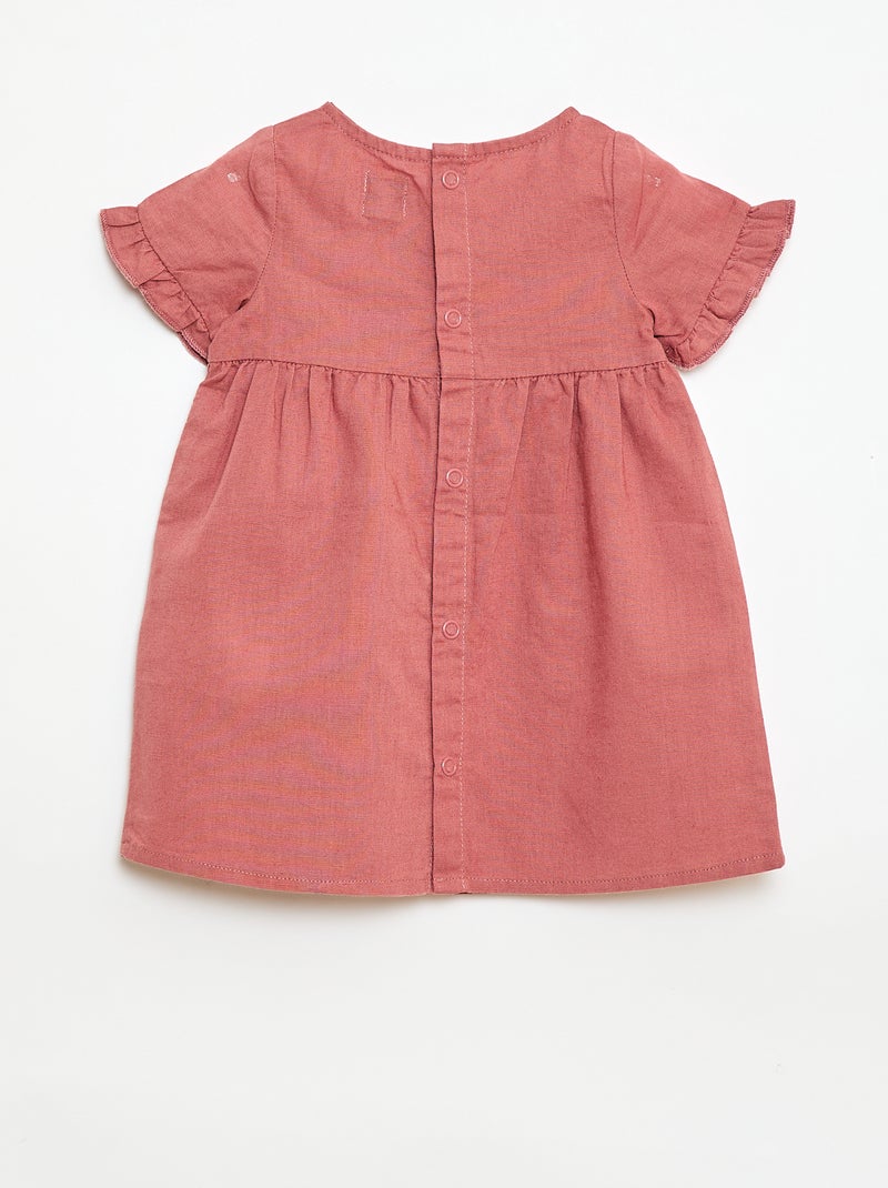 Vestido ligero con mangas cortas con volantes Rosa - Kiabi