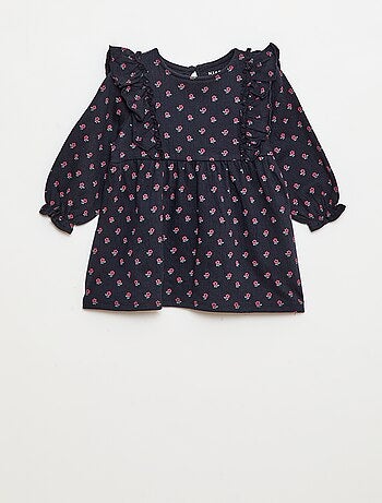Vestido ligero de manga larga con estampado