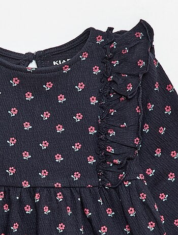 Vestido ligero de manga larga con estampado