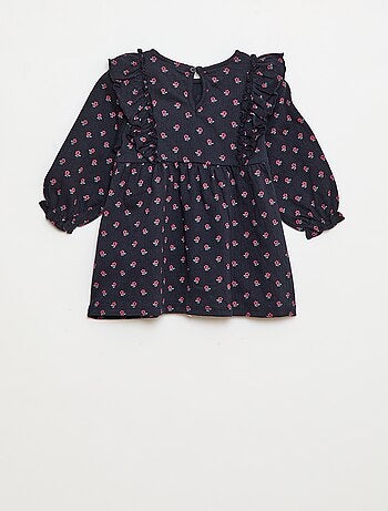 Vestido ligero de manga larga con estampado
