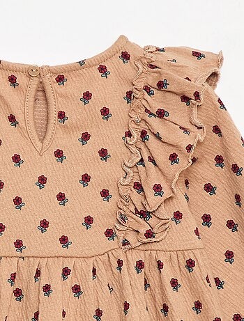 Vestido ligero de manga larga con estampado