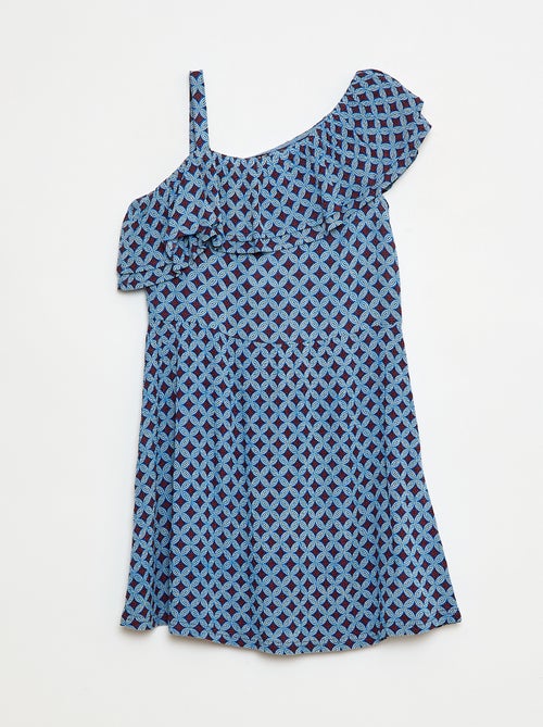 Vestido ligero de tirantes y volantes liso - Kiabi