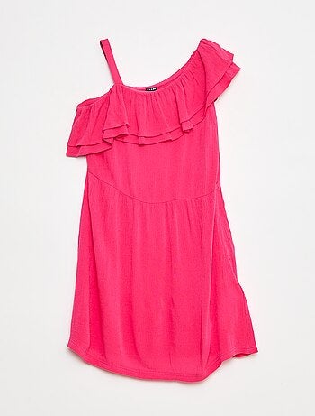 Vestido ligero de tirantes y volantes liso