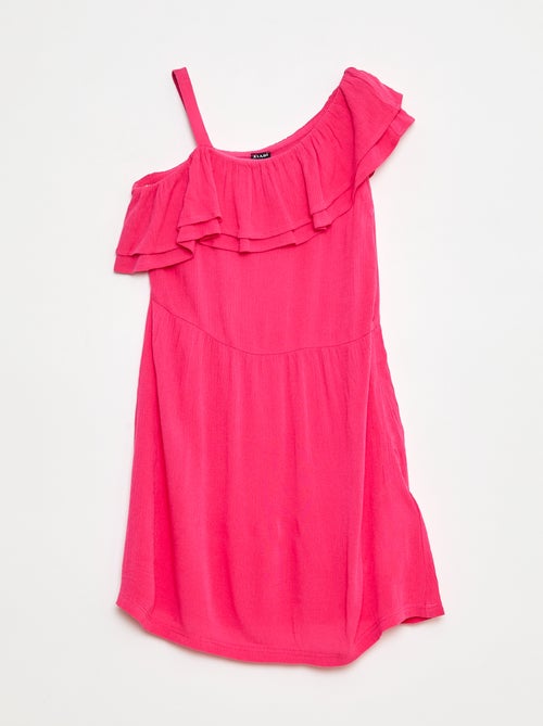 Vestido ligero de tirantes y volantes liso - Kiabi