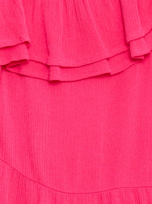 Vestido ligero de tirantes y volantes liso - Kiabi