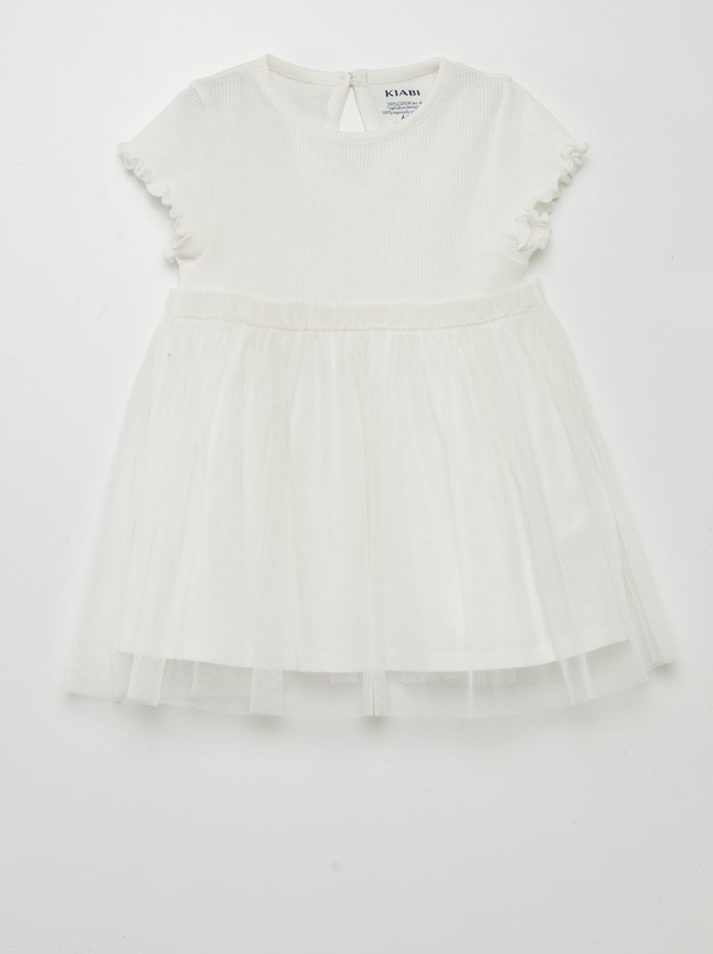 Vestido ligero de tul BLANCO - Kiabi