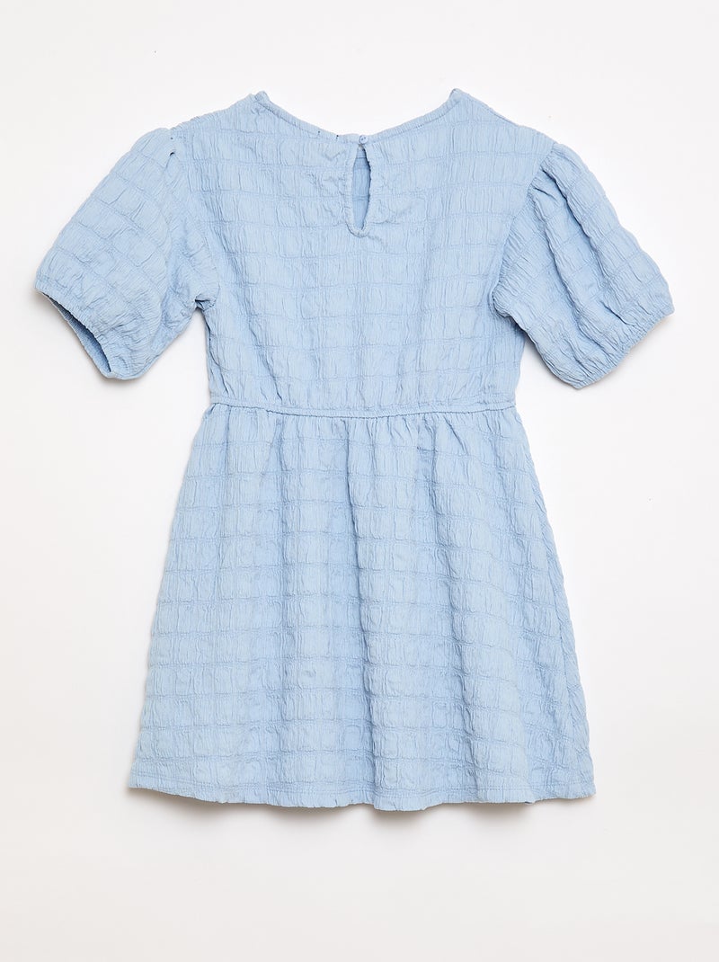 Vestido ligero liso de manga corta Azul - Kiabi