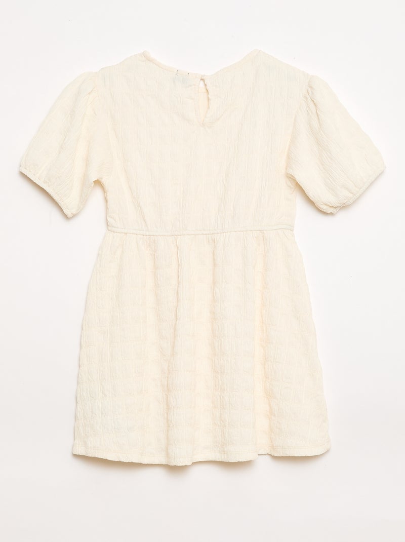 Vestido ligero liso de manga corta Beige - Kiabi