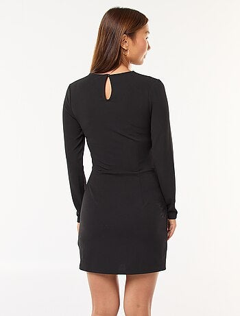 Vestido liso con bajo efecto drapeado
