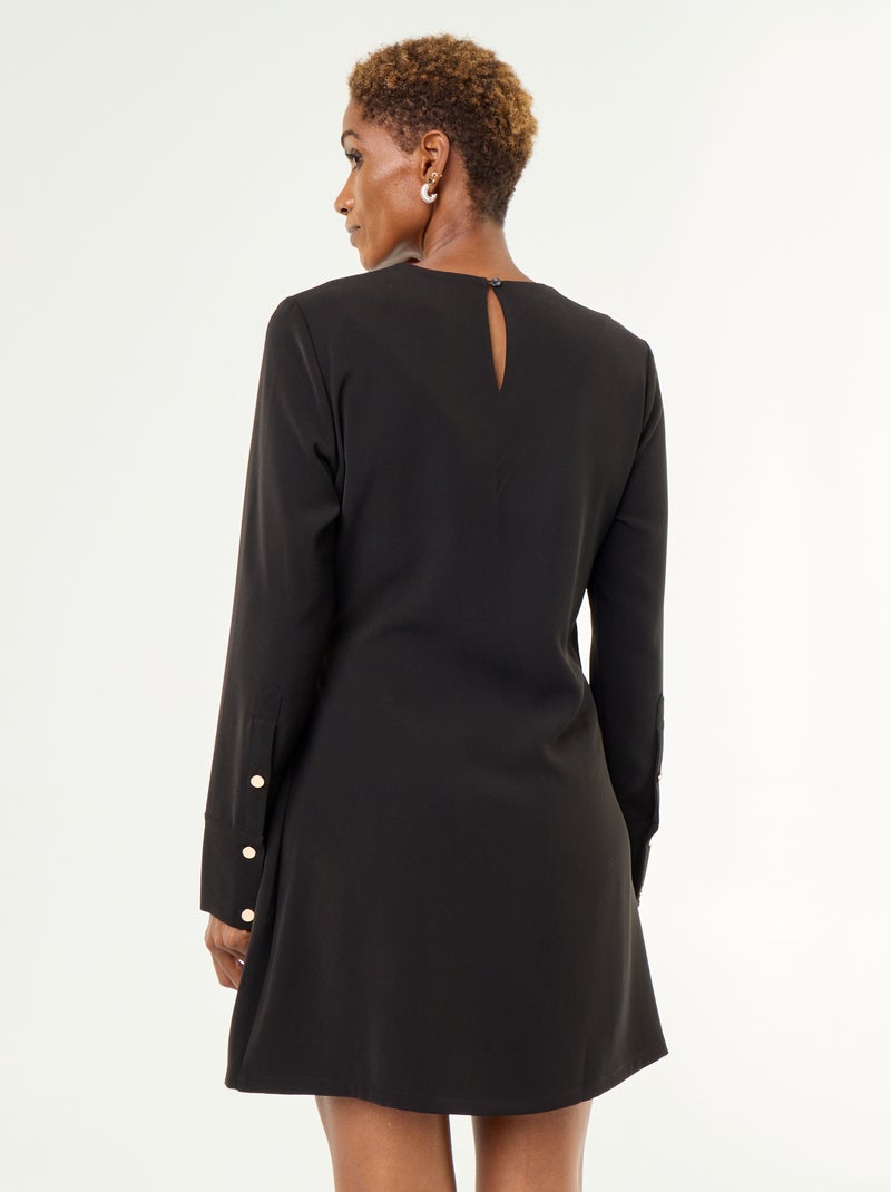 Vestido liso con detalles dorados Negro - Kiabi