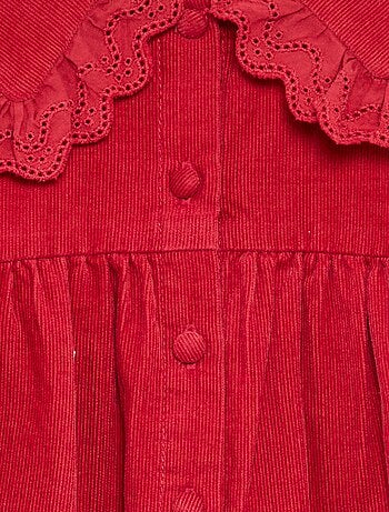 Vestido liso de pana con cuello fantasía