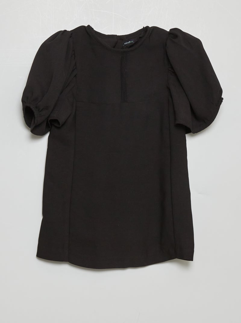Vestido liso de punto de crespón Negro - Kiabi