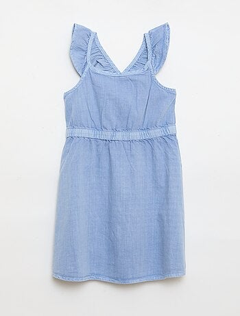 Vestido liso de tirantes con volantes