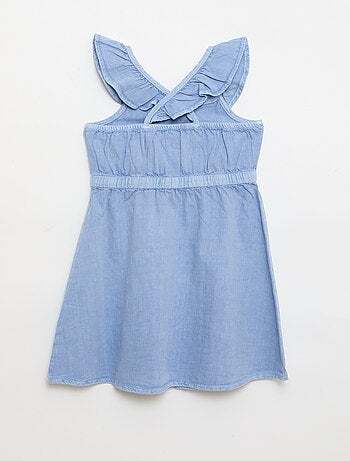 Vestido liso de tirantes con volantes