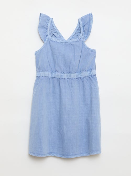 Vestido liso de tirantes con volantes - Kiabi