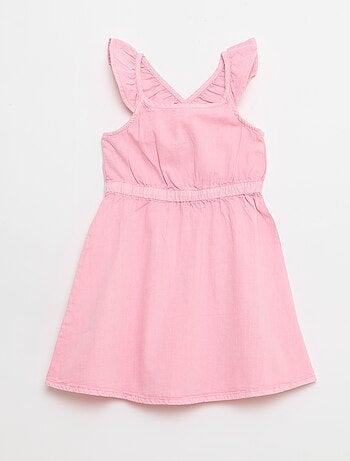 Vestido liso de tirantes con volantes