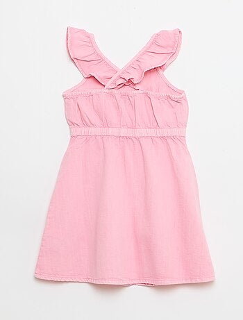 Vestido liso de tirantes con volantes