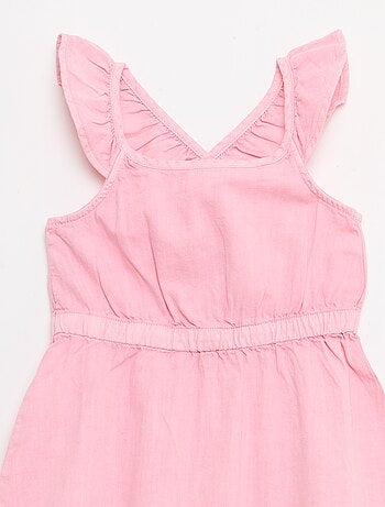 Vestido liso de tirantes con volantes