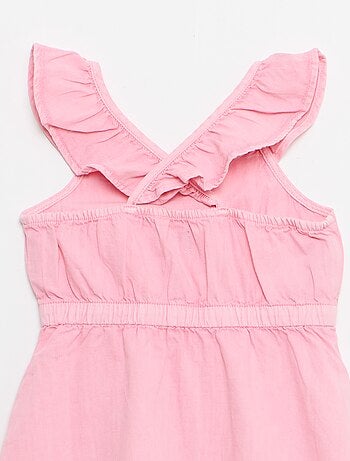 Vestido liso de tirantes con volantes