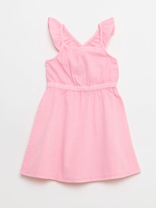 Vestido liso de tirantes con volantes - Kiabi