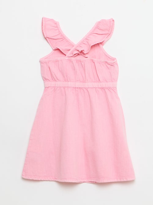 Vestido liso de tirantes con volantes - Kiabi