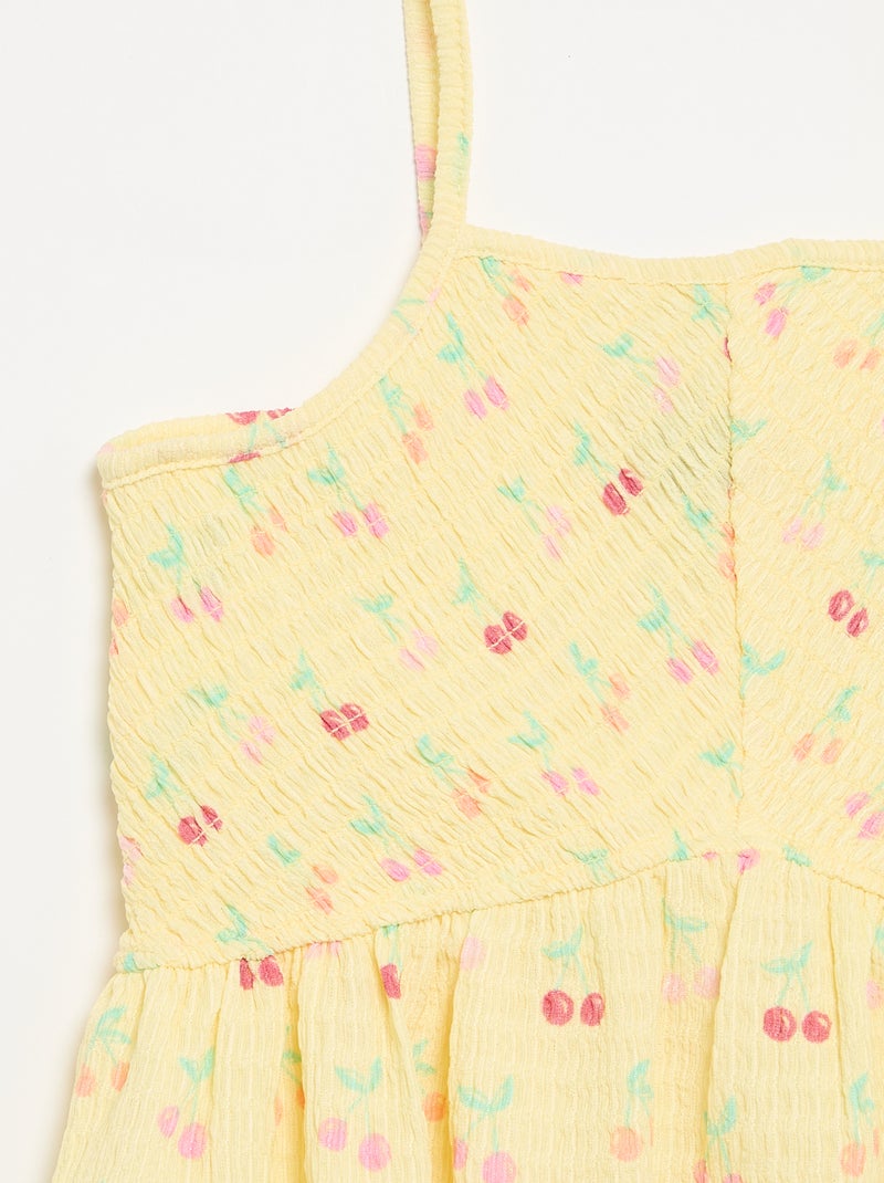 Vestido liso de tirantes finos Amarillo - Kiabi