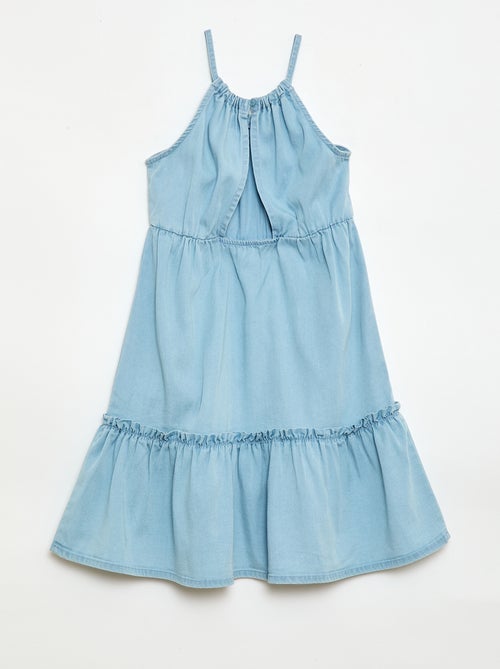 Vestido liso de tirantes y volantes - Kiabi