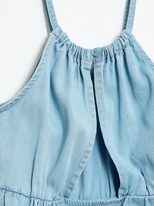 Vestido liso de tirantes y volantes - Kiabi