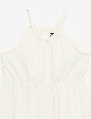 Vestido liso de tirantes y volantes