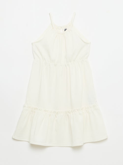 Vestido liso de tirantes y volantes - Kiabi