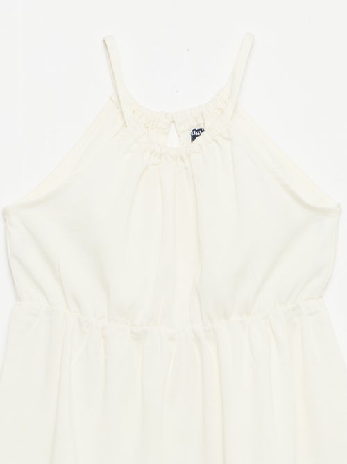 Vestido liso de tirantes y volantes - Kiabi