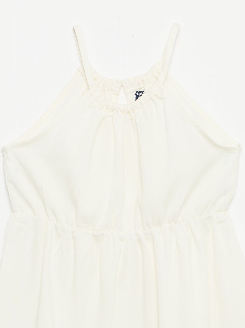 Vestido liso de tirantes y volantes Beige - Kiabi