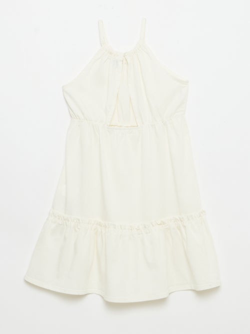 Vestido liso de tirantes y volantes - Kiabi