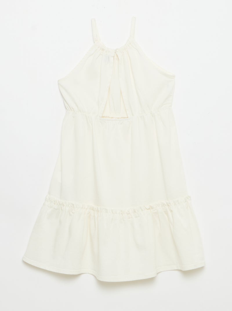 Vestido liso de tirantes y volantes Beige - Kiabi