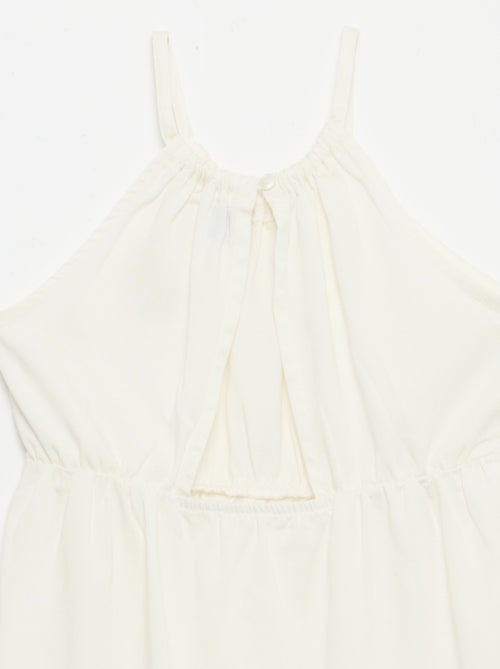 Vestido liso de tirantes y volantes - Kiabi