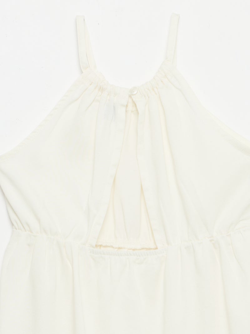 Vestido liso de tirantes y volantes Beige - Kiabi