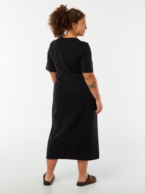 Vestido liso drapeado corte midi - Kiabi