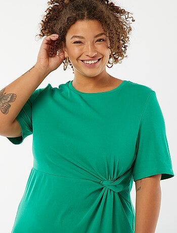 Vestido liso drapeado corte midi