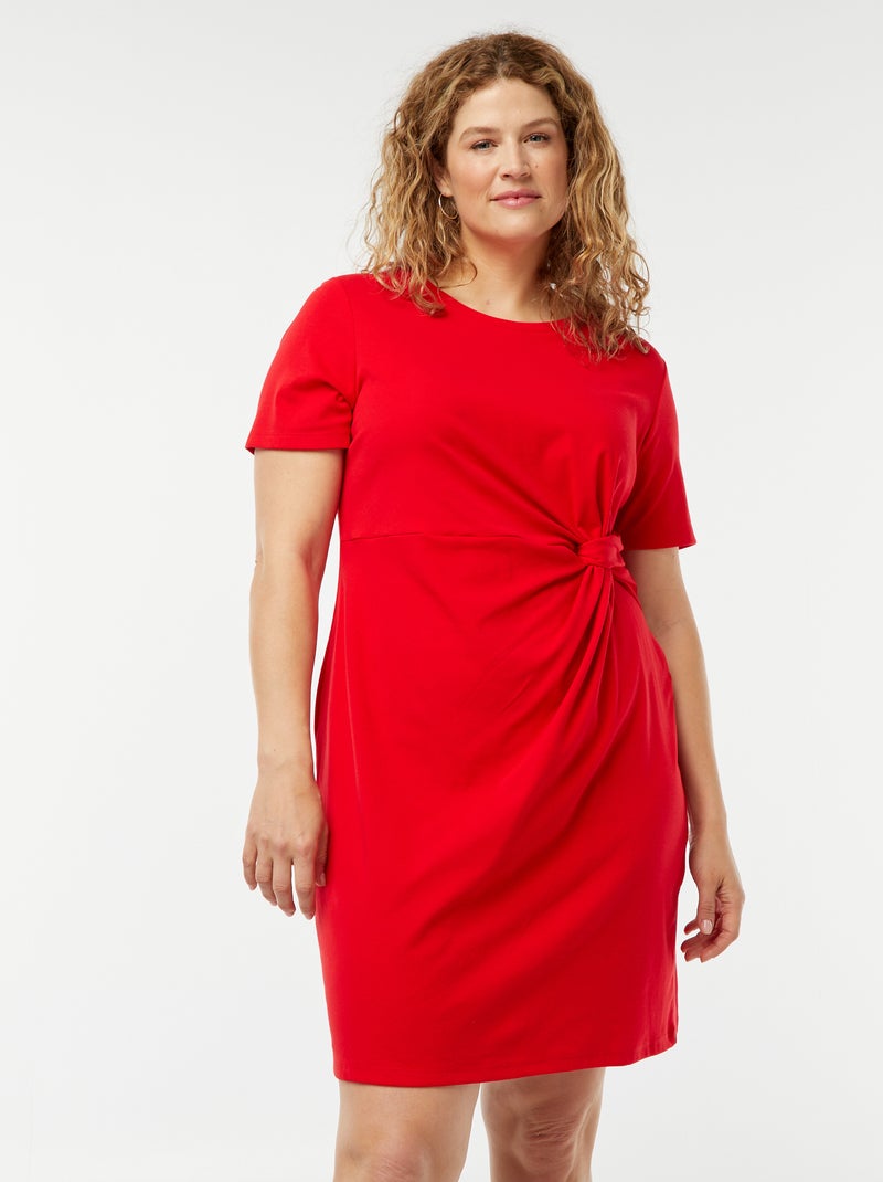 Vestido liso drapeado corto ROJO - Kiabi