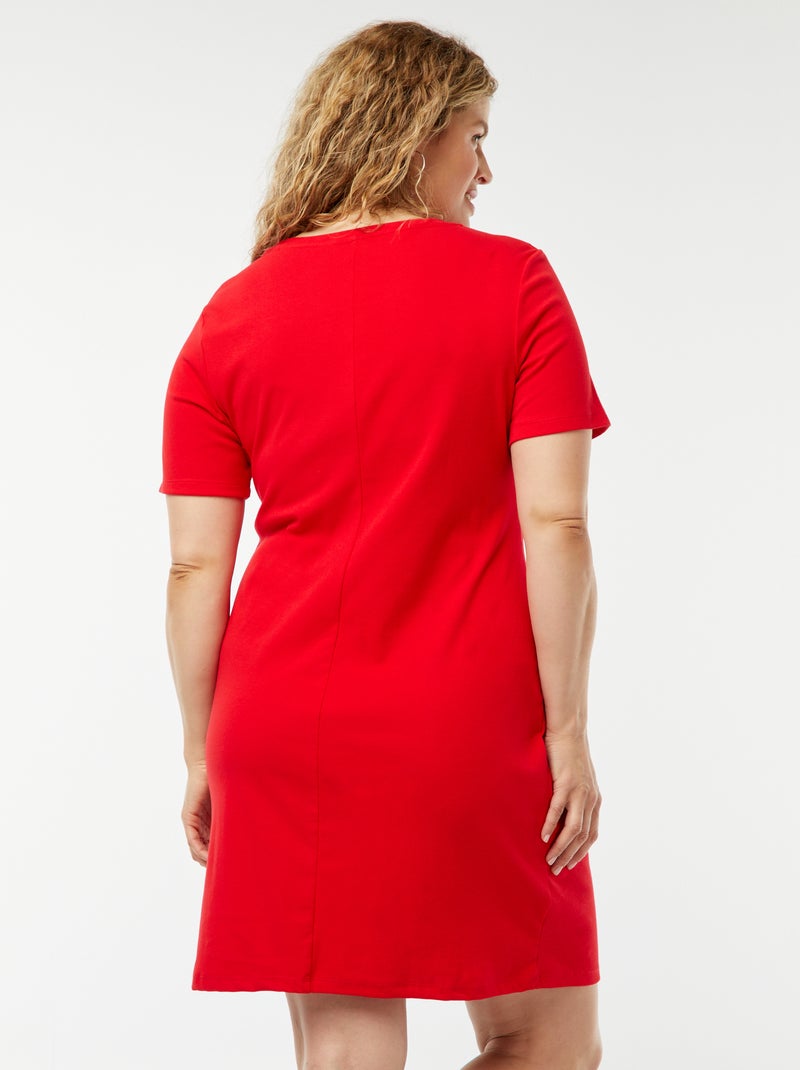 Vestido liso drapeado corto ROJO - Kiabi