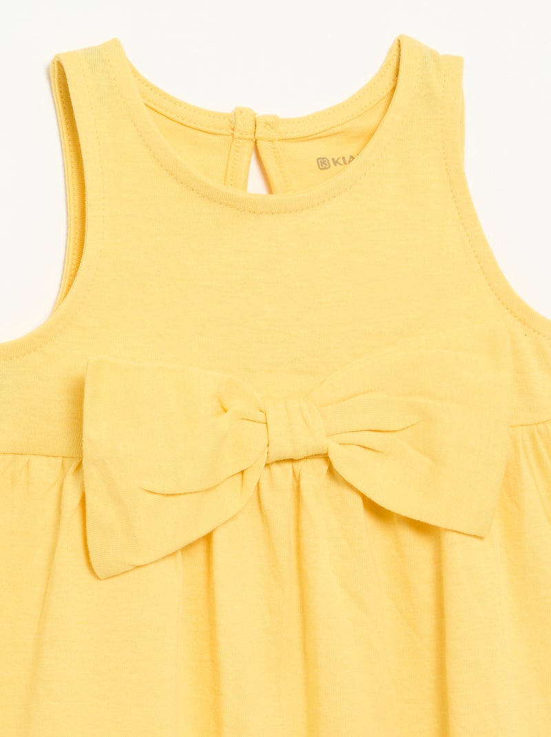 Vestido liso sin mangas con lazo de fantasía Amarillo - Kiabi