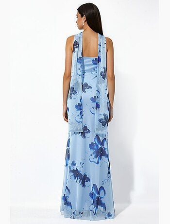 Vestido maxi ajustado con flores y sin tirantes hiccup