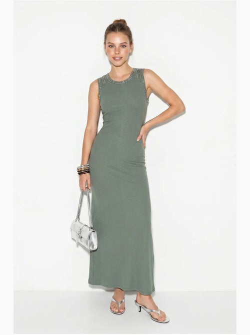 Vestido maxi ajustado de canalé sin mangas lucci - Kiabi Vestido maxi ajustado de canalé sin mangas lucci - Kiabi