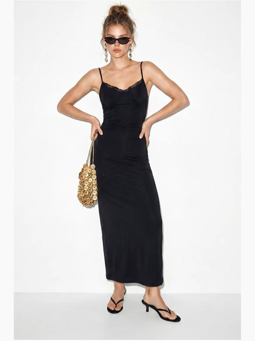 Vestido maxi ajustado de encaje lucci - Kiabi