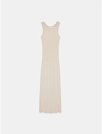 Vestido maxi ajustado sin mangas de canalé dilvin
