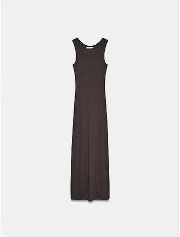Vestido maxi ajustado sin mangas de canalé dilvin