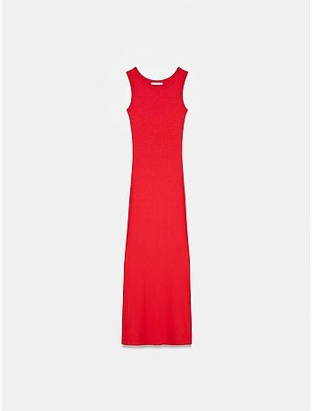 Vestido maxi ajustado sin mangas de canalé dilvin